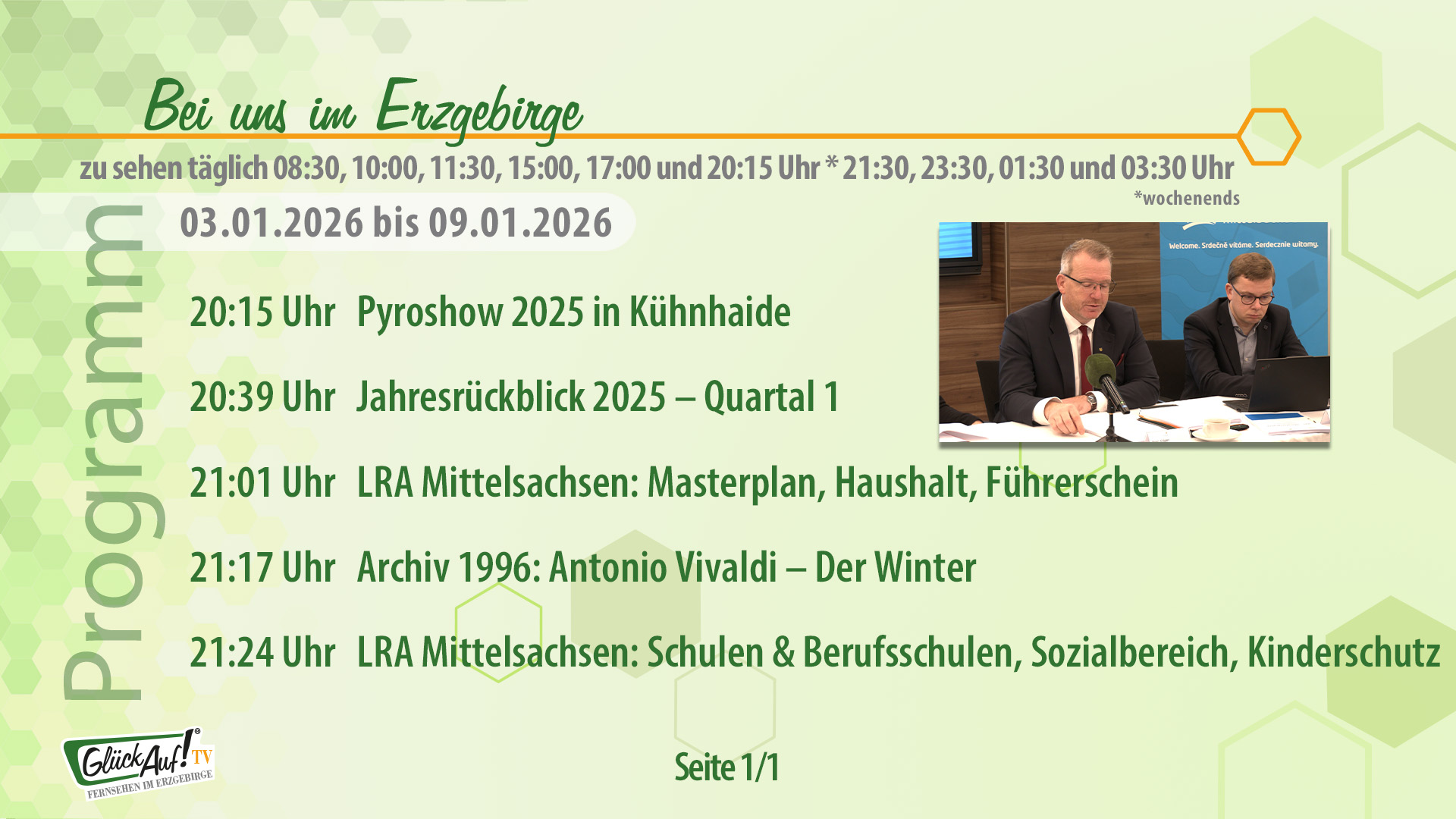 Bei uns im Erzgebirge für die Woche vom 03.01.2026 bis 09.01.2026 Bei uns im Erzgebirge für die Woche vom 03.01.2026 bis 09.01.2026
